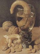 Georg Flegel Style life with wine glass and pretzel France oil painting artist